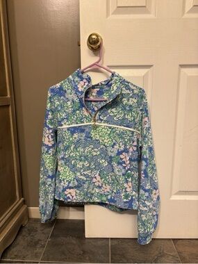 Lilly Pulitzer Blue Green Pink Floral Bomber Jacket